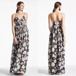 Sachin & Babi Womens Size 0 Black White Pink Floral Print Long Maxi Gown Dress